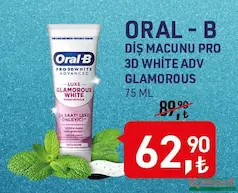 ORAL-B DİŞ MACUNU PRO 3D WHİTE ADV GLAMOROUS 75 ML ORAL-B DİŞ MACUNU PRO 3D WHİTE ADV GLAMOROUS 75 ML